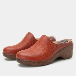 NEW ALEGRIA Leather Sereniti Clogs in rust for women 925 4m2
